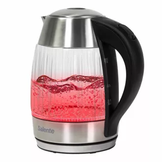 Salente StripeGlass, ceainic electric de 1,8 l, din oțel inoxidabil / sticlă, iluminare din spate roșie