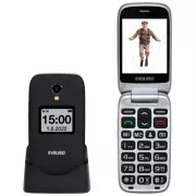 EVOLVEO EasyPhone FS, telefon mobil cu clapă 2,8" pentru seniori cu suport de încărcare (negru)
