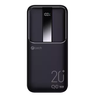 C-TECH Powerbank 20000mAh, Li-Pol, 22.5W, USB-C/USB-A/micro USB/PD/încărcare rapidă/afișare rapidă