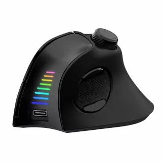 EVOLVEO TwinVerti, mouse ergonomic vertical wireless, iluminat din spate, silentios, 2,4 GHz+Bluetooth, negru