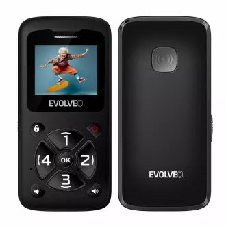 EVOLVEO EasyPhone ID, telefon mobil pentru seniori, cel mai simplu telefon de pe piață, 1,77"/1x SIM/700mAh/negru