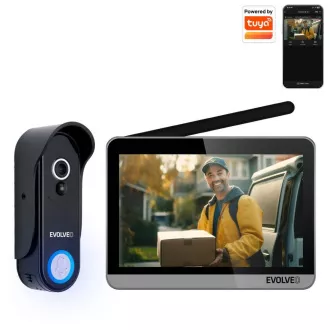 EVOLVEO DoorPhone W7, kit de telefon video wireless pentru acasă cu monitor WiFi negru argintiu