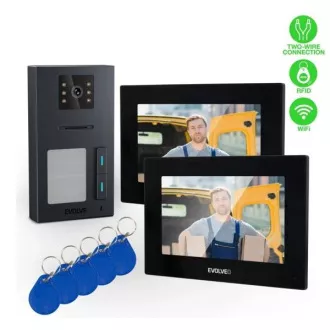 Videofon cu fir EVOLVEO DoorPhone AP2-2 pentru doua apartamente cu aplicatie, negru