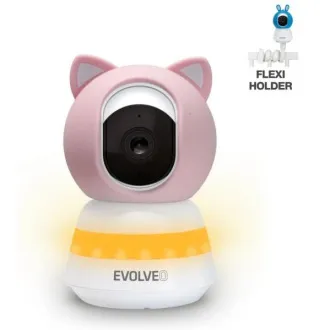 Monitor pentru bebeluși EVOLVEO LUX - Monitor video inteligent pentru bebeluși la 360° cu vedere nocturnă, detectare a plânsului și a mișcării, roz - Utilizat