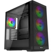 EVOLVEO Scorpio, carcasă eATX/ATX, 4 ventilatoare ARGB de 120 mm, panou lateral din sticlă securizată + panou frontal din plasă