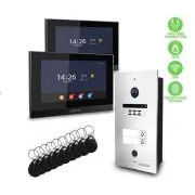 EVOLVEO DoorPhone ID-2, videointerfon cu 2 fire pentru două apartamente, cu suport RFID, amprentă și cameră ONVIF