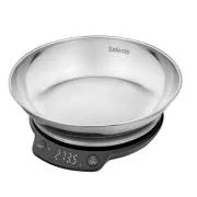 Cântar de bucătărie Salente Rimare, 5 kg, bol din oțel inoxidabil, negru/oțel inoxidabil