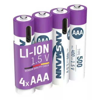 Acumulator Ansmann Li-ion tip AAA, min. 400mAh, cu electronică de încărcare, USB-C