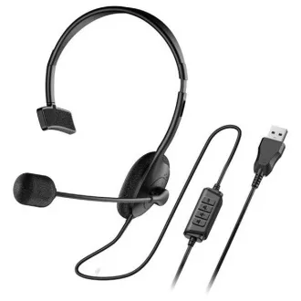 Căști Genius HS-100U, căști, cu cască, cu o singură ureche, cu fir, cu microfon, control al volumului, USB, negru Căști Genius HS-100U, căști, cu cască, cu o singură ureche, cu fir, cu microfon, control al volumului, USB, negru