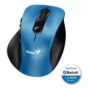 Genius Ergo 9000S, Mouse, wireless, optic, 2400DPI, 6 butoane, Bluetooth, 2.4GHz, USB, albastru