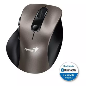 Genius Ergo 9000S, Mouse, wireless, optic, 2400DPI, 6 butoane, Bluetooth, 2.4GHz, USB, titan