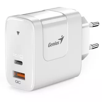 Genius PD-65AC, Adaptor de alimentare, universal, 65 W, 1× USB-C, 1× USB, PD 3.0, QC 3.0, alb