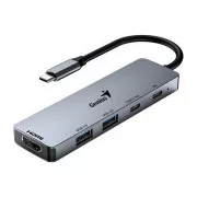 Stație de andocare Genius UH-500, USB-C, 1× HDMI, 2× USB 3.0, 2× USB-C, putere 100W, 15cm, gri