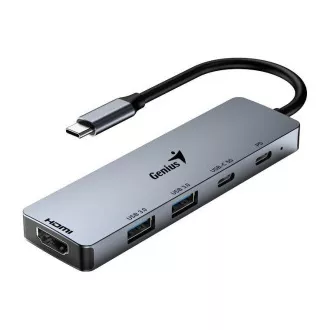 Stație de andocare Genius UH-500, USB-C, 1× HDMI, 2× USB 3.0, 2× USB-C, putere 100W, 15cm, gri