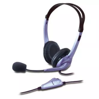 Căști Genius HS-04S, cu fir, căști, microfon, mufă simplă de 3,5 mm, negru-argintiu