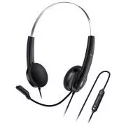 Genius HS-220U AI, Căști, over-ear, cu fir, cu microfon, control volum, Copilot, 1× USB-C, negru-argintiu
