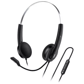 Genius HS-220U AI, Căști, over-ear, cu fir, cu microfon, control volum, Copilot, 1× USB-C, negru-argintiu