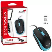 Mouse Genius DX-123, cu fir, optic, 1200 DPI, 3 butoane, USB, negru-albastru