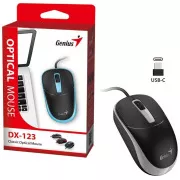 Mouse Genius DX-123, cu fir, optic, 1200 DPI, 3 butoane, USB-C, negru-gri