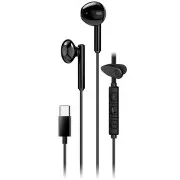 Căști Genius HS-M366, cu fir, intraauriculare, microfon, control volum, clip rotativ 360°, USB-C, negre