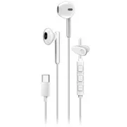 Căști Genius HS-M366, cu fir, intraauriculare, microfon, control volum, clip rotativ 360°, USB-C, albe