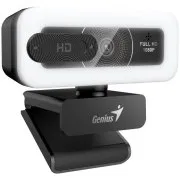 Cameră web Genius FaceCam Light, Full HD 1080p, iluminare LED, microfon încorporat, capac de confidențialitate, USB/C, neagră
