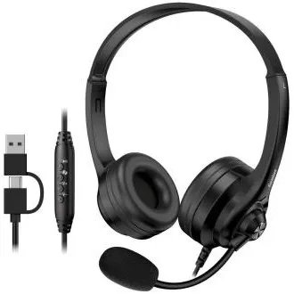 Genius HS-235U AI, Căști cu fir, intraauriculare, microfon, Copilot, control volum, cablu 2,4 m, USB-C, USB, negru Genius HS-235U AI, Căști cu fir, intraauriculare, microfon, Copilot, control volum, cablu 2,4 m, USB-C, USB, negru