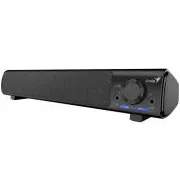 Genius 220BT, Boxă, soundbar, 4W RMS, Bluetooth, USB/USB-C, AUX (mufă de 3,5 mm), ieșire pentru căști, negru