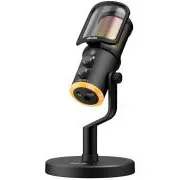 Genius MIC-S400U, Microfon, streaming, cardioid, condensator, LED RGB, filtru antipop, USB, USB-C, 1,8 m, negru