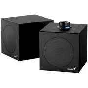 Genius SP-HF300U, Boxe, 2.0, 4W RMS, USB-A, USB-C, drivere de 2", lemn, control volum, negru