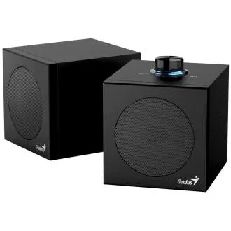 Genius SP-HF300U, Boxe, 2.0, 4W RMS, USB-A, USB-C, drivere de 2", lemn, control volum, negru