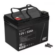 Baterie Green Cell AGM VRLA 12V 33Ah fără întreținere pentru mașină de tuns iarba, scuter, barcă, scaun cu rotile
