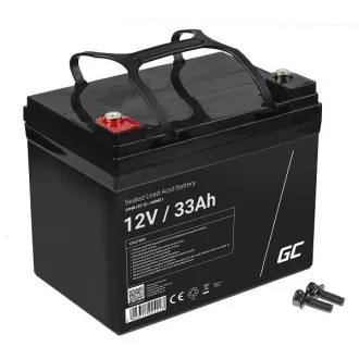 Baterie Green Cell AGM VRLA 12V 33Ah fără întreținere pentru mașină de tuns iarba, scuter, barcă, scaun cu rotile