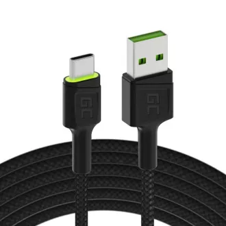 Cablu USB Green Cell Cable Ray - USB-C 120 cm cu iluminare din spate cu LED verde și suport pentru încărcare rapidă Ultra Charge, QC 3.0 Cablu USB Green Cell Cable Ray - USB-C 120 cm cu iluminare din spate cu LED verde și suport pentru încărcare rapidă Ultra Charge, QC 3.0