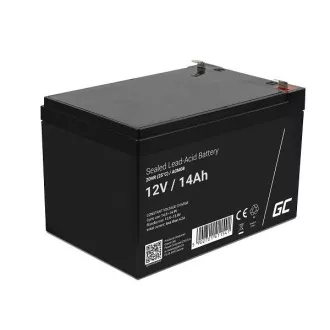 Baterie Green Cell AGM VRLA 12V 14Ah fără întreținere pentru sistem de alarmă, casă de marcat, jucării