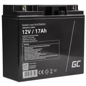 Baterie Green Cell AGM VRLA 12V 17Ah fără întreținere pentru mașină de tuns iarba, scuter, barcă, scaun cu rotile