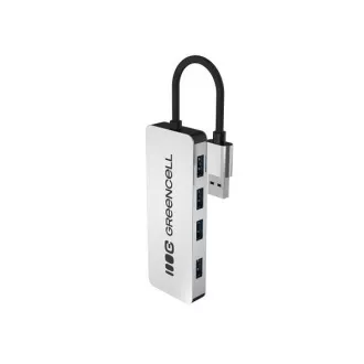 HUB Green Cell USB-A 4 în 1 (4 × USB 3.0) – transfer rapid de 5 Gb/s, carcasă din aluminiu