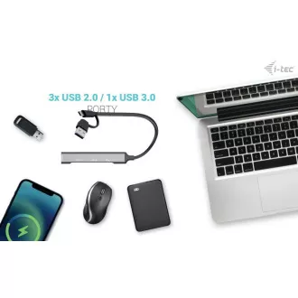 HUB metalic I-Tec USB-A/USB-C 1x USB-C 3.1 + 3x USB 2.0