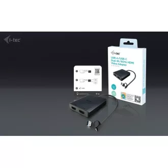 Adaptor video I-Tec USB-A/USB-C dual 4K HDMI