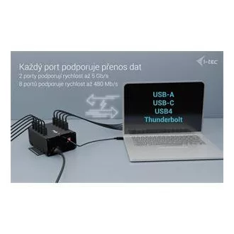 I-tec USB-C/USB-A Metal Charging+Data HUB, 15W per port, 10x USB-C, 180W