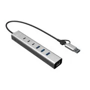 HUB metalic i-tec USB-C/USB-A cu 6 porturi (3x USB-C, 3x USB-A), LAN, alimentare 85W