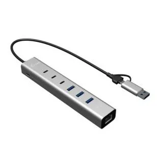 HUB metalic i-tec USB-C/USB-A cu 6 porturi (3x USB-C, 3x USB-A), LAN, alimentare 85W HUB metalic i-tec USB-C/USB-A cu 6 porturi (3x USB-C, 3x USB-A), LAN, alimentare 85W