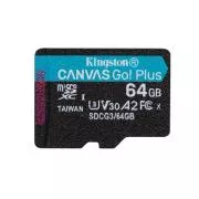 Card microSDXC KINGSTON Canvas Go Plus Gen4 64GB, 200MB/s, A2 U3, V30, fără adaptor