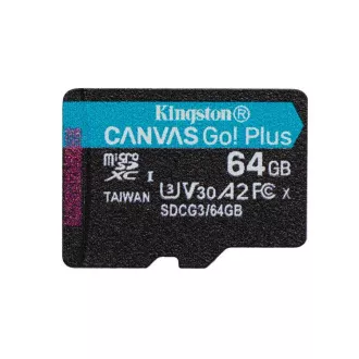 Card microSDXC KINGSTON Canvas Go Plus Gen4 64GB, 200MB/s, A2 U3, V30, fără adaptor