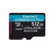 Card microSDXC KINGSTON Canvas Go Plus Gen4 512GB, 200MB/s, A2 U3 V30, fără adaptor