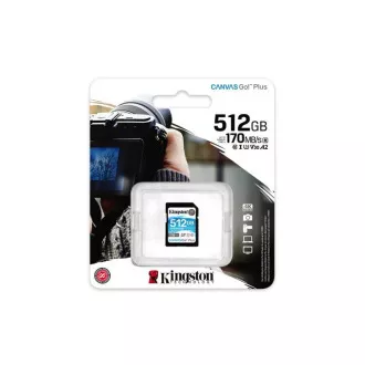 Card SDXC KINGSTON Canvas Go Plus Gen4 512GB, 200MB/s, C10, UHS-I, U3, V30