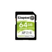 Card de memorie Kingston SDXC CANVAS Plus de 64 GB, clasa 10 UHS-I, citire 100 MB/s, Gen3