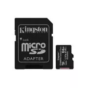 Card de memorie KINGSTON microSDXC CANVAS Plus de 64 GB, viteză de citire 100 MB/s, clasă de viteză UHS-I, U1, V10, A1 (64 GB)