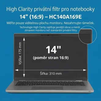Filtru de confidențialitate Kensington High Clarity pentru laptop de 14'' cu ecran 16:9 Filtru de confidențialitate Kensington High Clarity pentru laptop de 14'' cu ecran 16:9