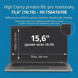 Filtru de confidențialitate Kensington High Clarity pentru laptop de 15,6'', format 16:10 Filtru de confidențialitate Kensington High Clarity pentru laptop de 15,6'', format 16:10